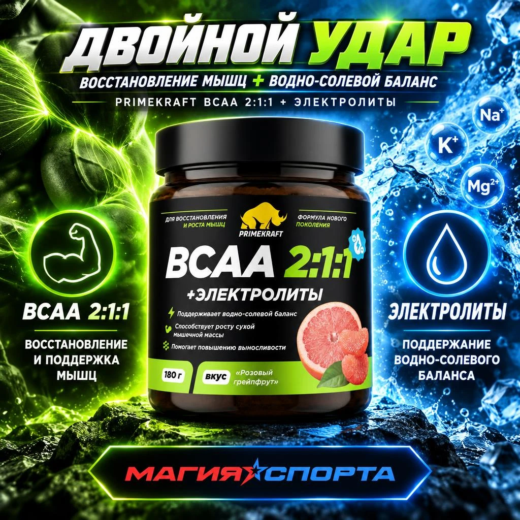 🔥 Primekraft BCAA 2:1:1 с электролитами — поддержка мышц и восстановление на максимум! 🔥