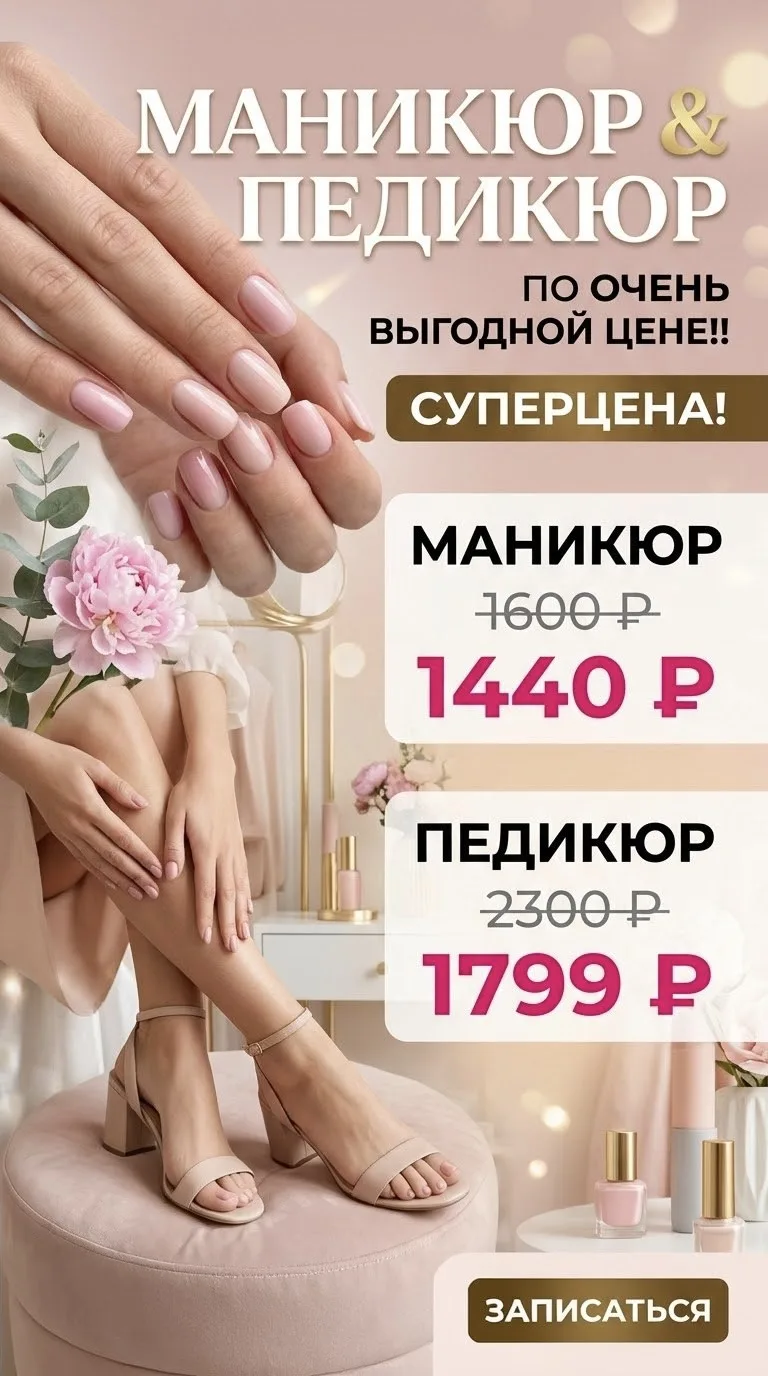 Сегодня есть 2 места на маникюр и 2 на педикюр 🔥