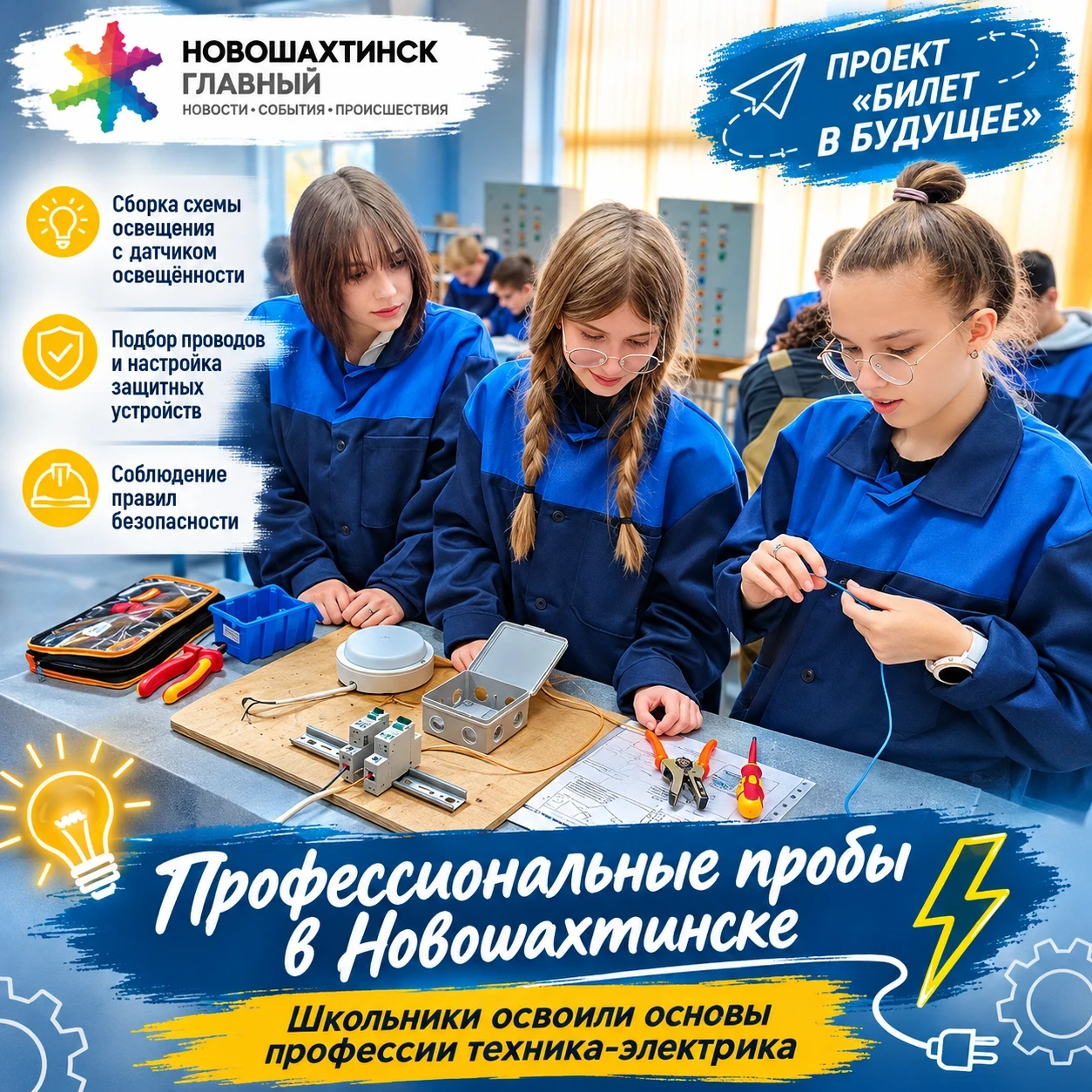 Школьники попробовали работать электриками