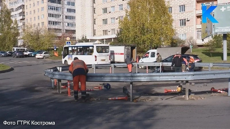 На круговом перекрестке улиц Свердлова и Скворцова в Костроме установили постоянное мет...