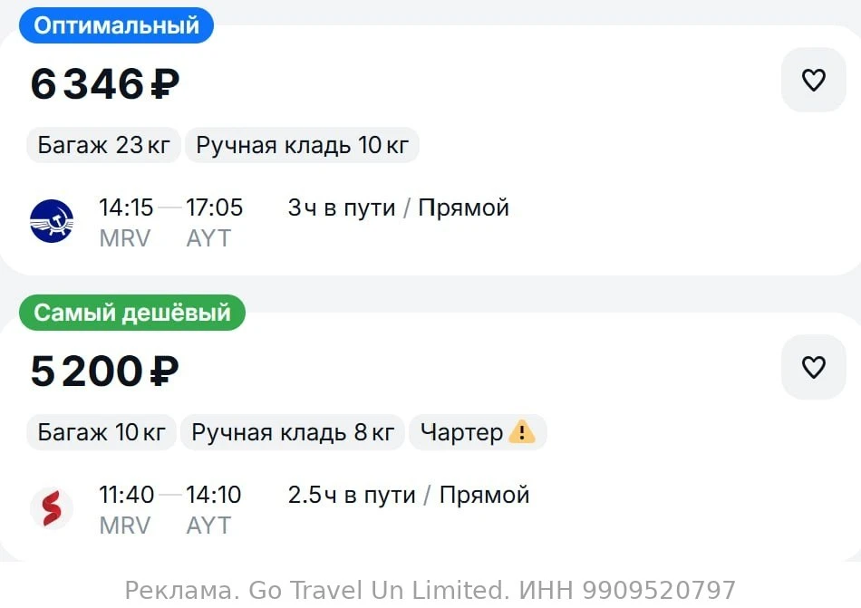 Минеральные Воды → Анталья