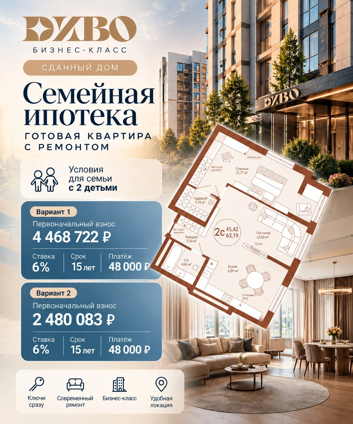 Квартира в сданном доме — с ремонтом 🔑