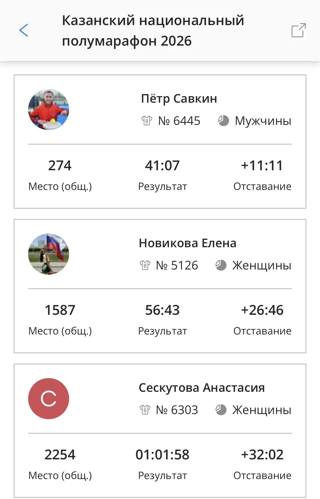 Пришли мои результаты по Казани (10 км)!🏆