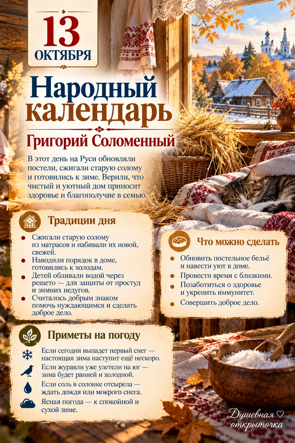 🤍 Добрые дела. День считался подходящим для помощи близким и нуждающимся.