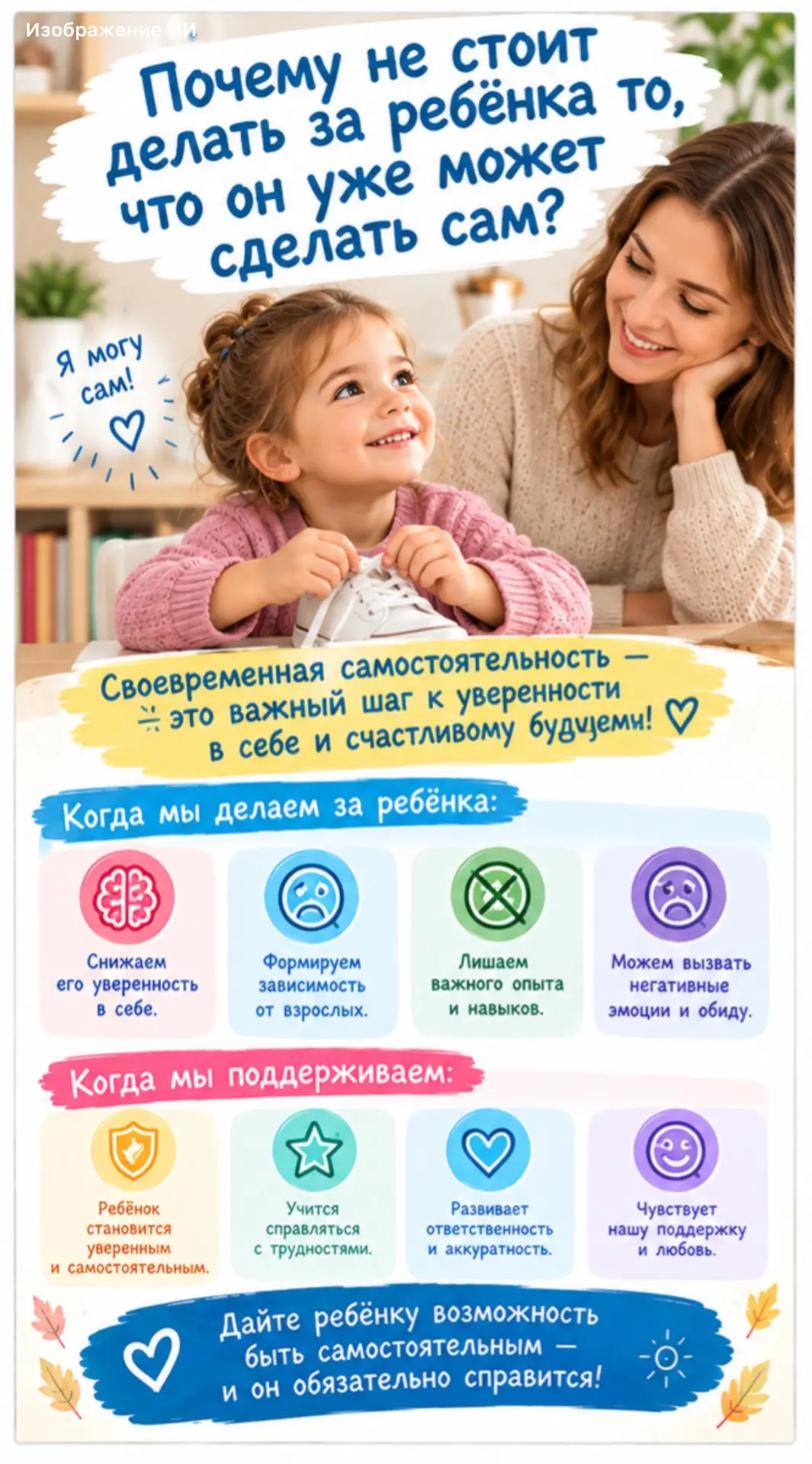 Каждому родителю хочется оградить ребёнка от трудностей и сделать всё за него. Но иногд...