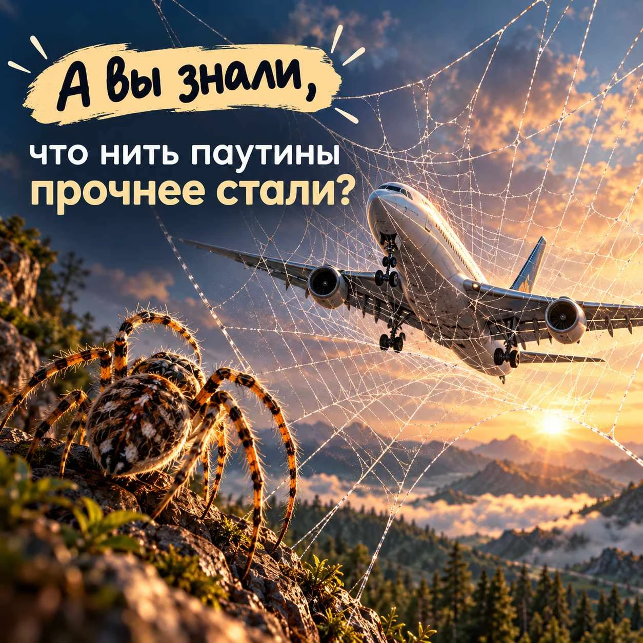 🕷 А вы знали, что нить паутины прочнее стали?