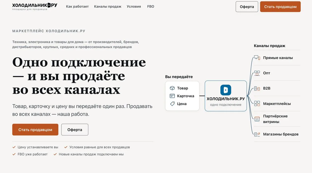 Холодильник.ру запустил маркетплейс. Сейчас работает только по модели FBO, в октябре по...