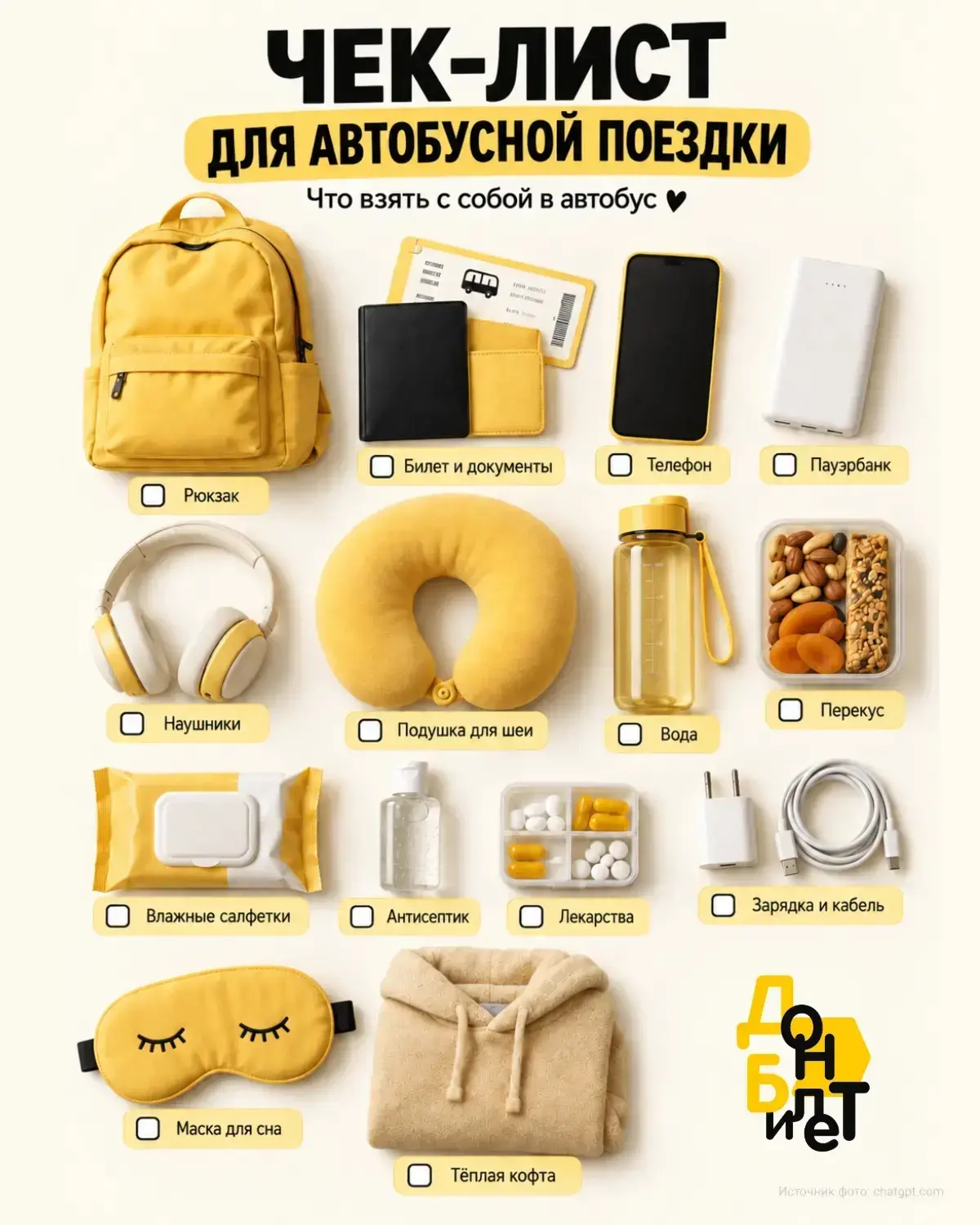 🎒 Собираетесь в долгий путь? Проверьте сумку по нашему чек-листу!