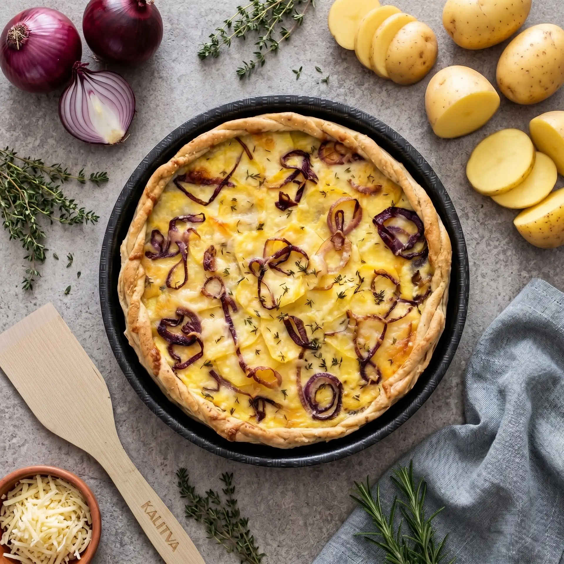 🥧 ОТКРЫТЫЙ ПИРОГ С КАРТОФЕЛЕМ, ЛУКОМ И СЫРОМ