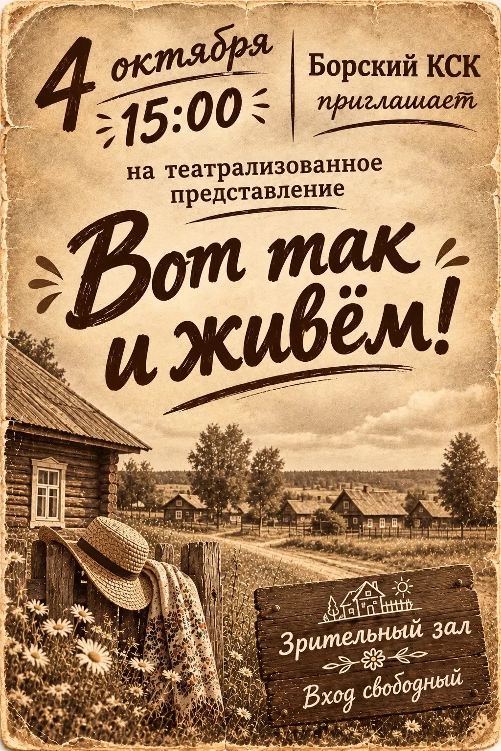 Борский КСК приглашает жителей и гостей на театрализованное представление «Вот так и жи...
