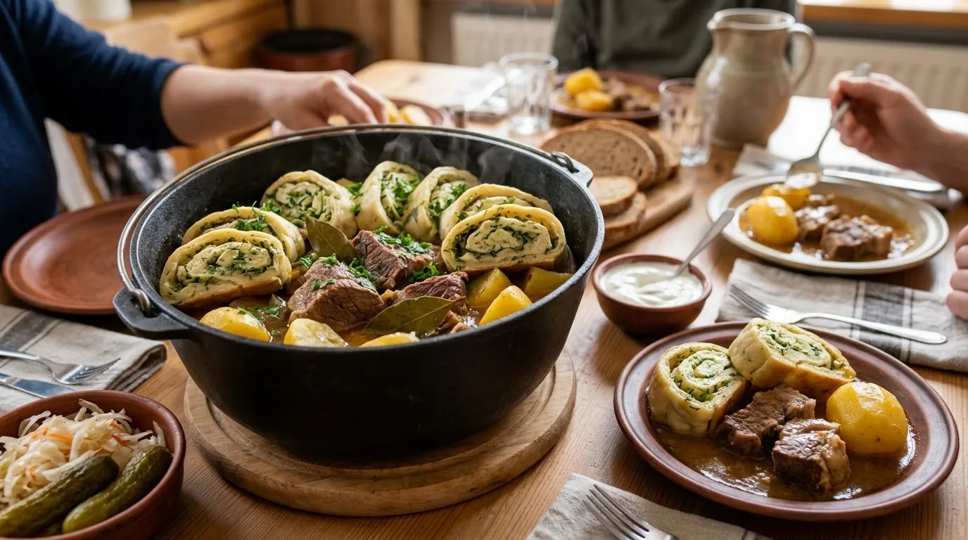 Уютный семейный обед: ароматные штрудли с мясом и картофелем 🍲✨