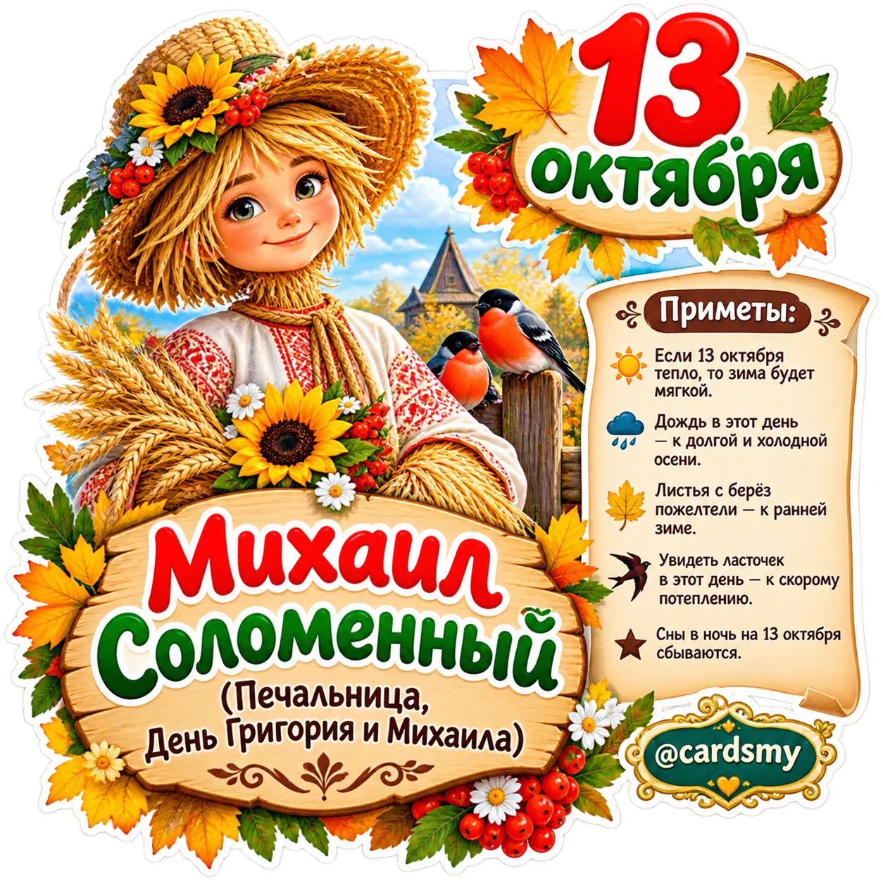 🌾 Сегодня, 13 октября - Михаил Соломенный!