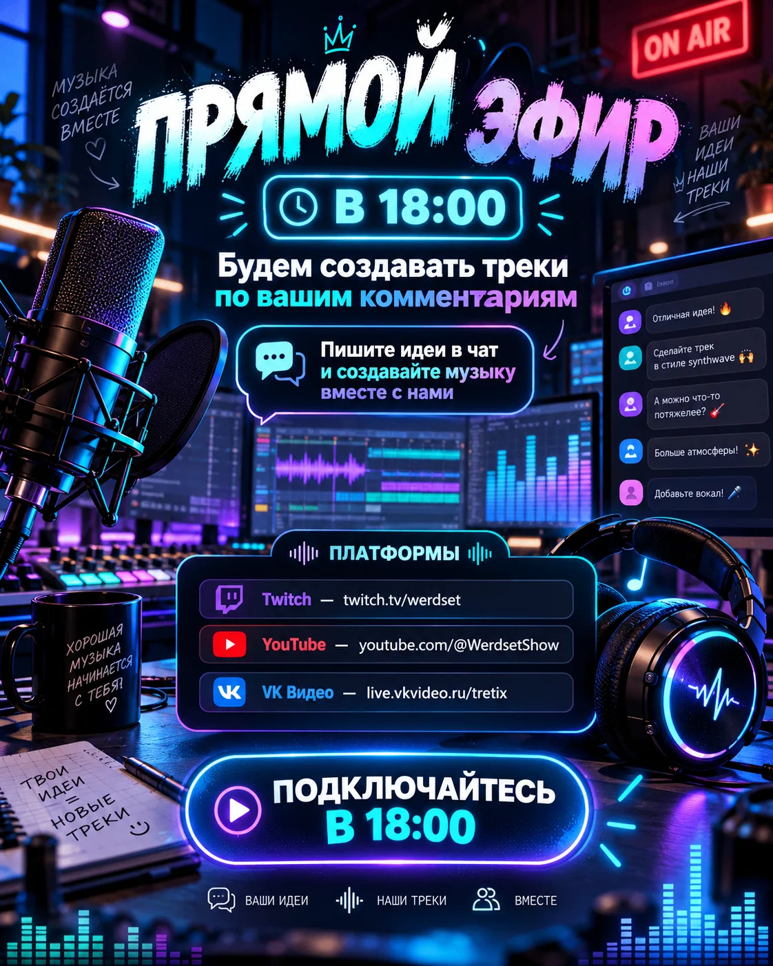 🎙 Сегодня в 18:00 — прямой эфир SunoVibe!