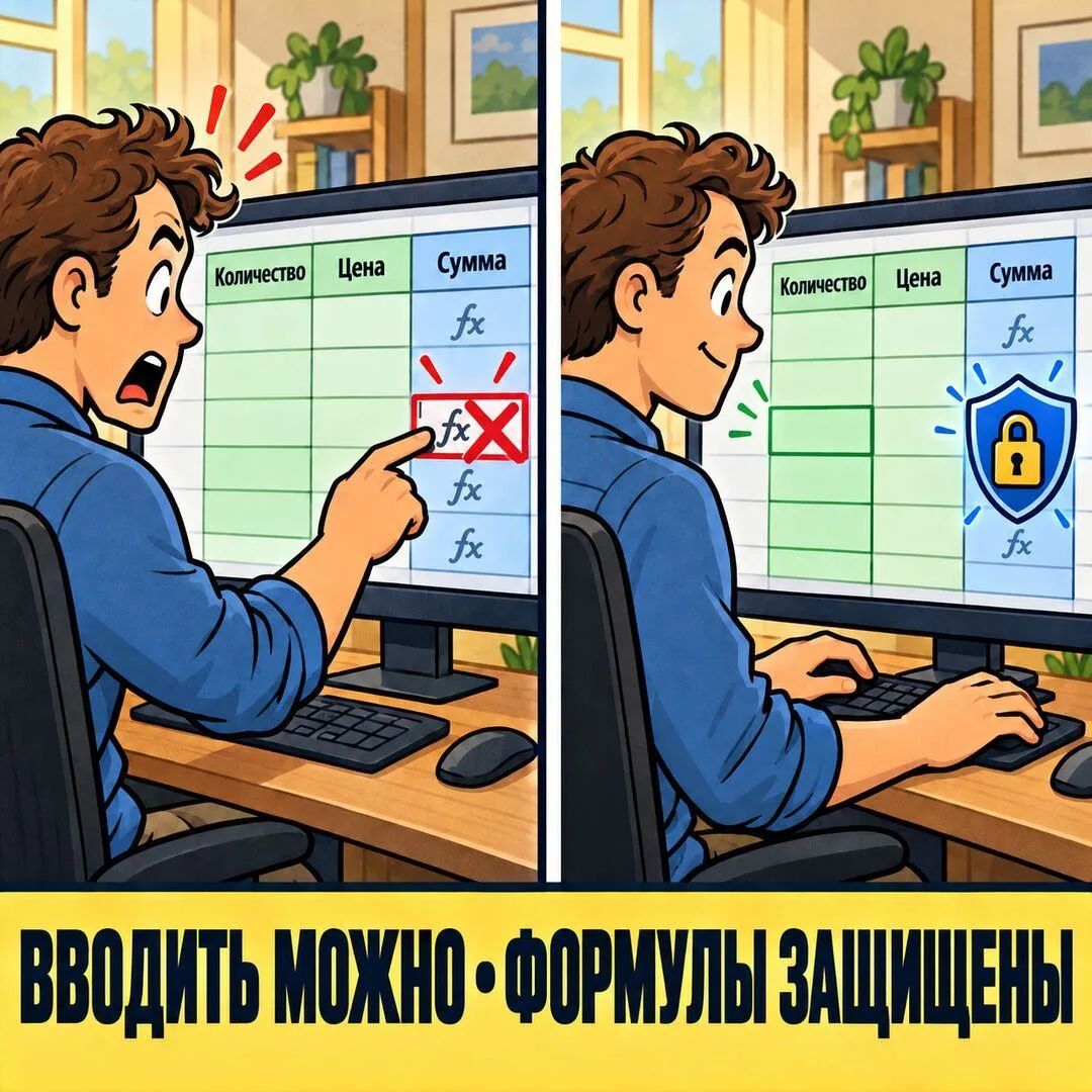 🛠 Как разрешить ввод цифр и запретить случайно стирать формулы
