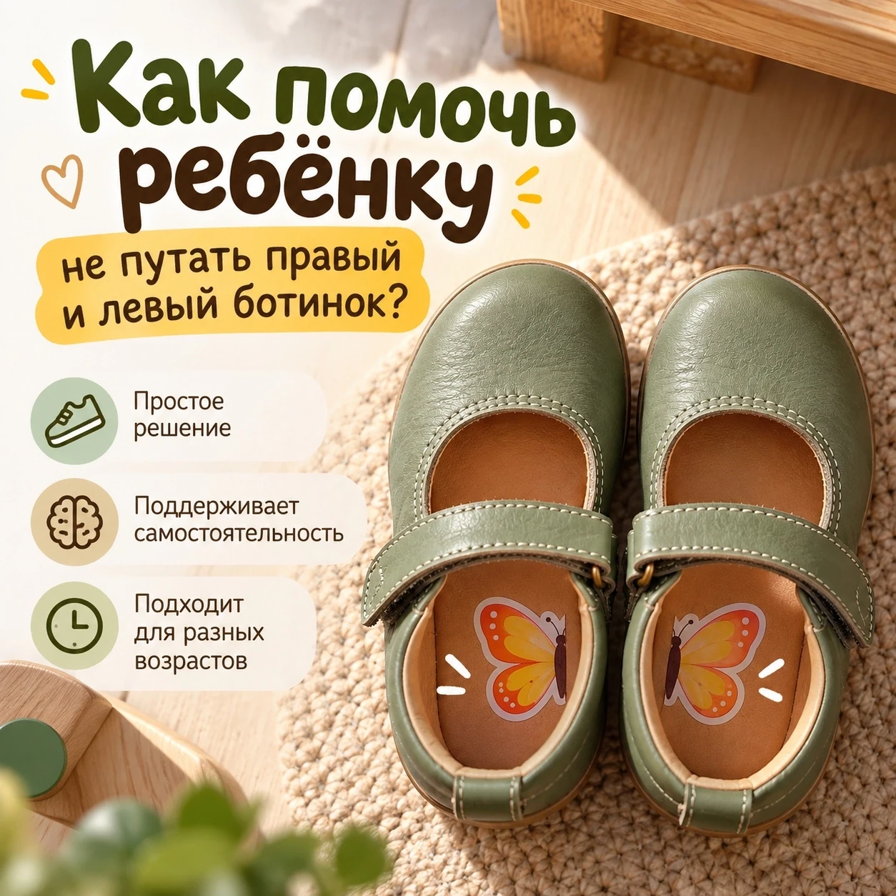 👟 КАК ПОМОЧЬ РЕБЁНКУ НЕ ПУТАТЬ ПРАВЫЙ И ЛЕВЫЙ БОТИНОК
