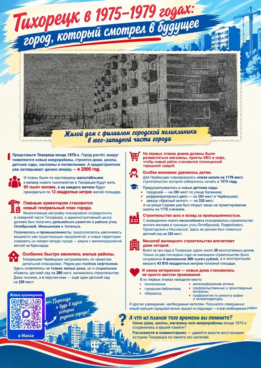 🏙️ Тихорецк в 1975–1979 годах: город, который смотрел в будущее