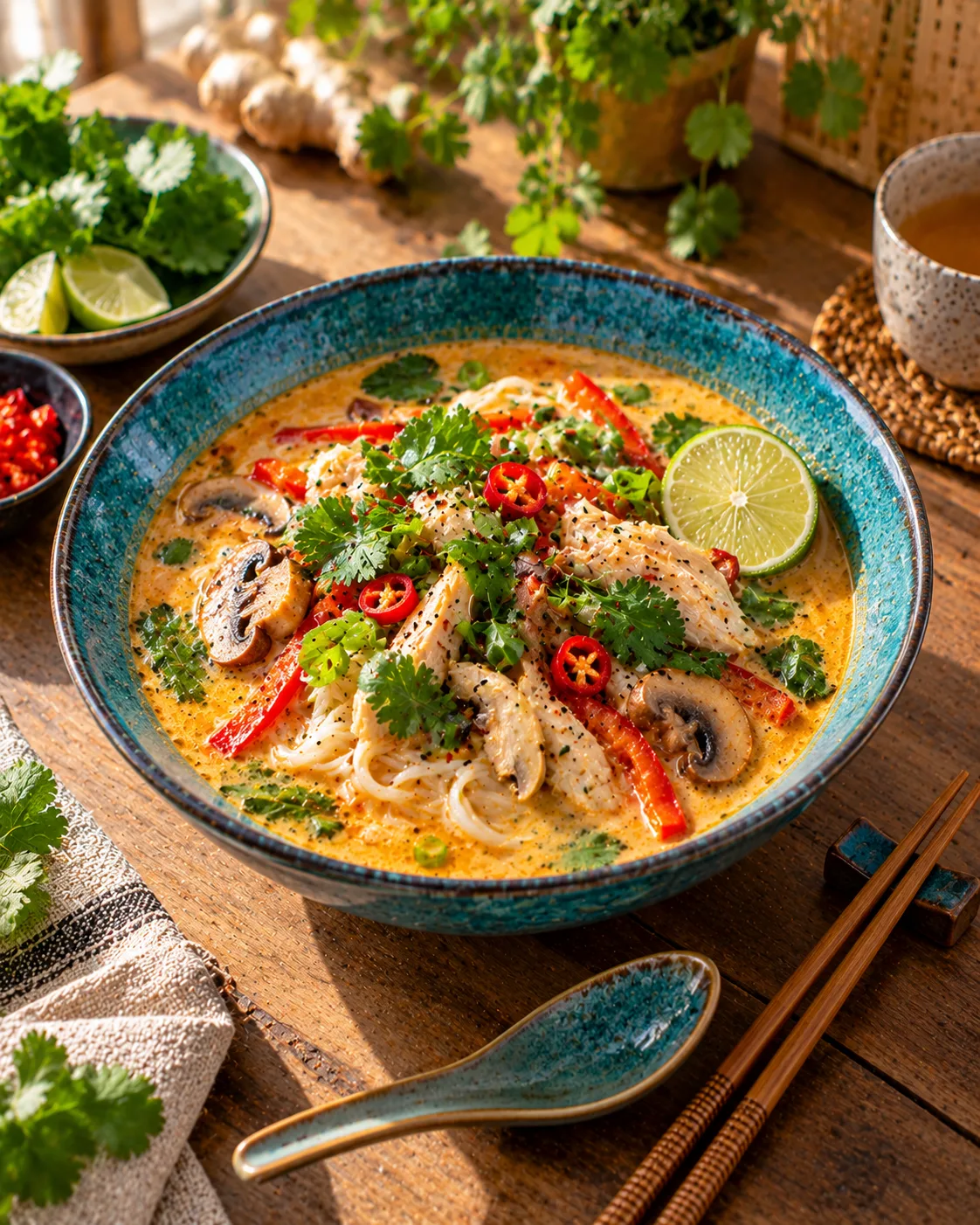 🍜  АЗИАТСКИЙ СУП С КУРИЦЕЙ, ЛАПШОЙ И КОКОСОВЫМ МОЛОКОМ