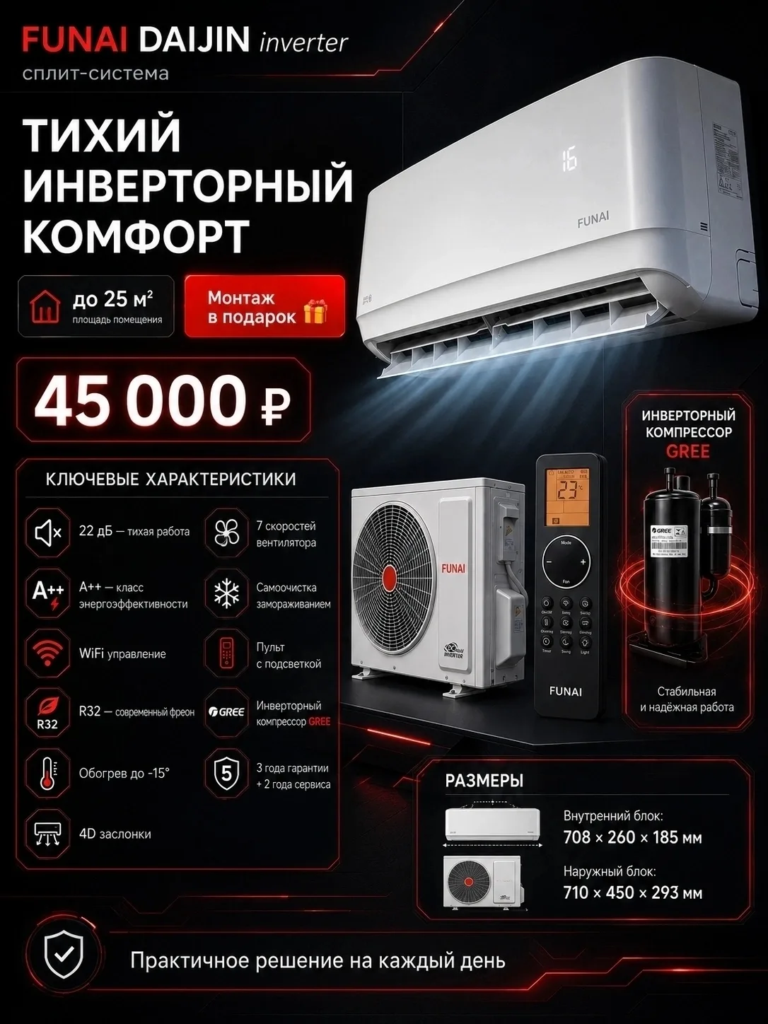❄️ FUNAI DAIJIN Inverter — сделан на заводе GREE!
