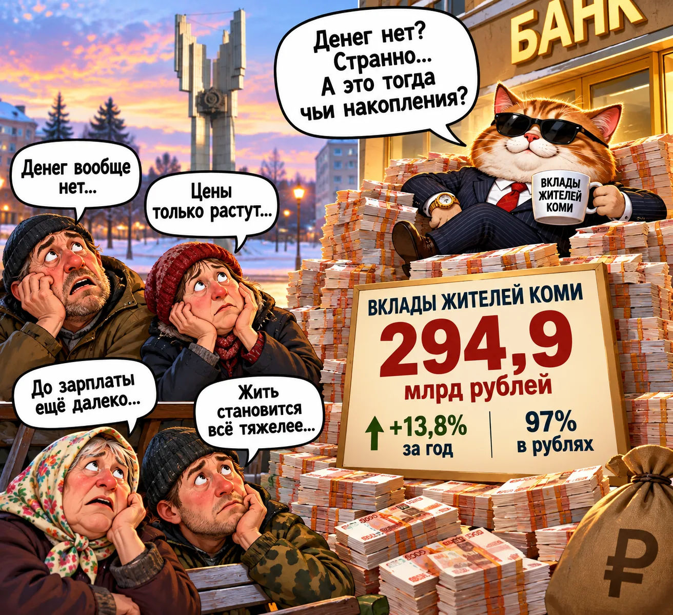💰 Жители Коми накопили на банковских вкладах почти 295 миллиардов рублей
