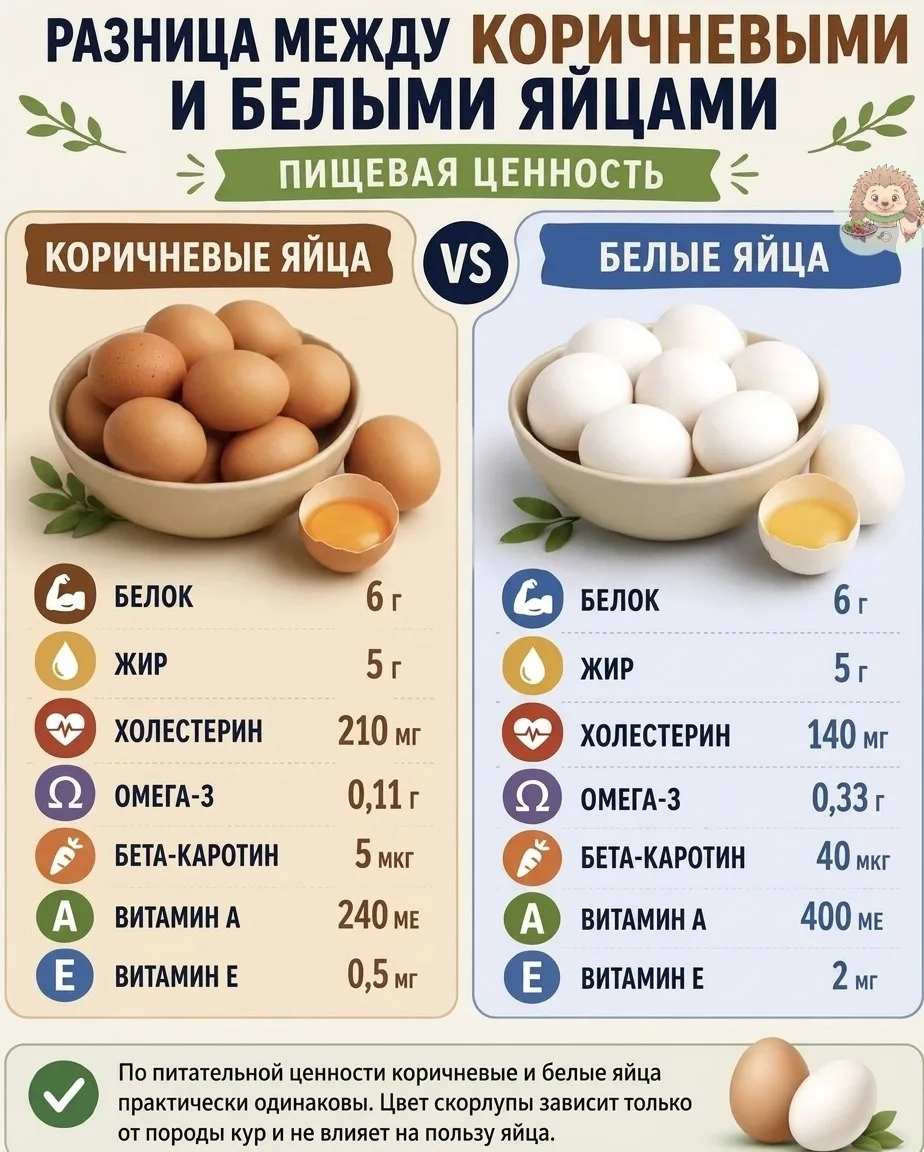 Разбираем разницу между коричневыми и белыми яйцами 🥚