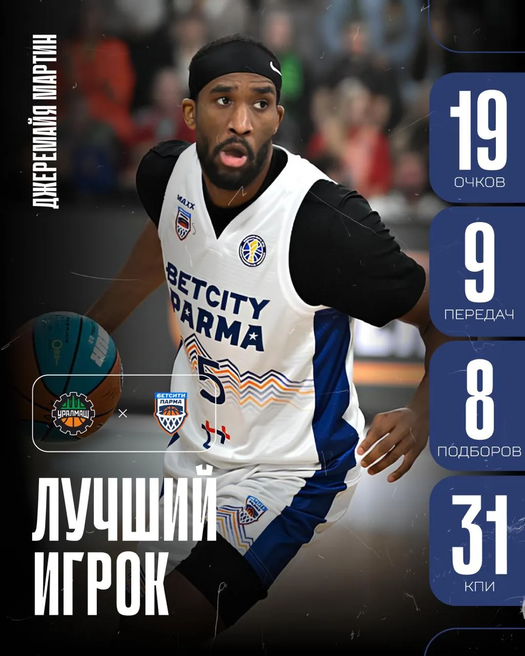 Джеремайя Мартин – лучший игрок выездного матча против «Уралмаша» ⭐️