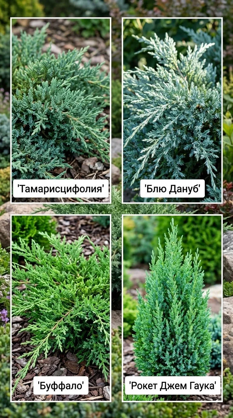 Сделали для вас навигатор по сортам можжевельника, которые  показывали в предыдущем вид...