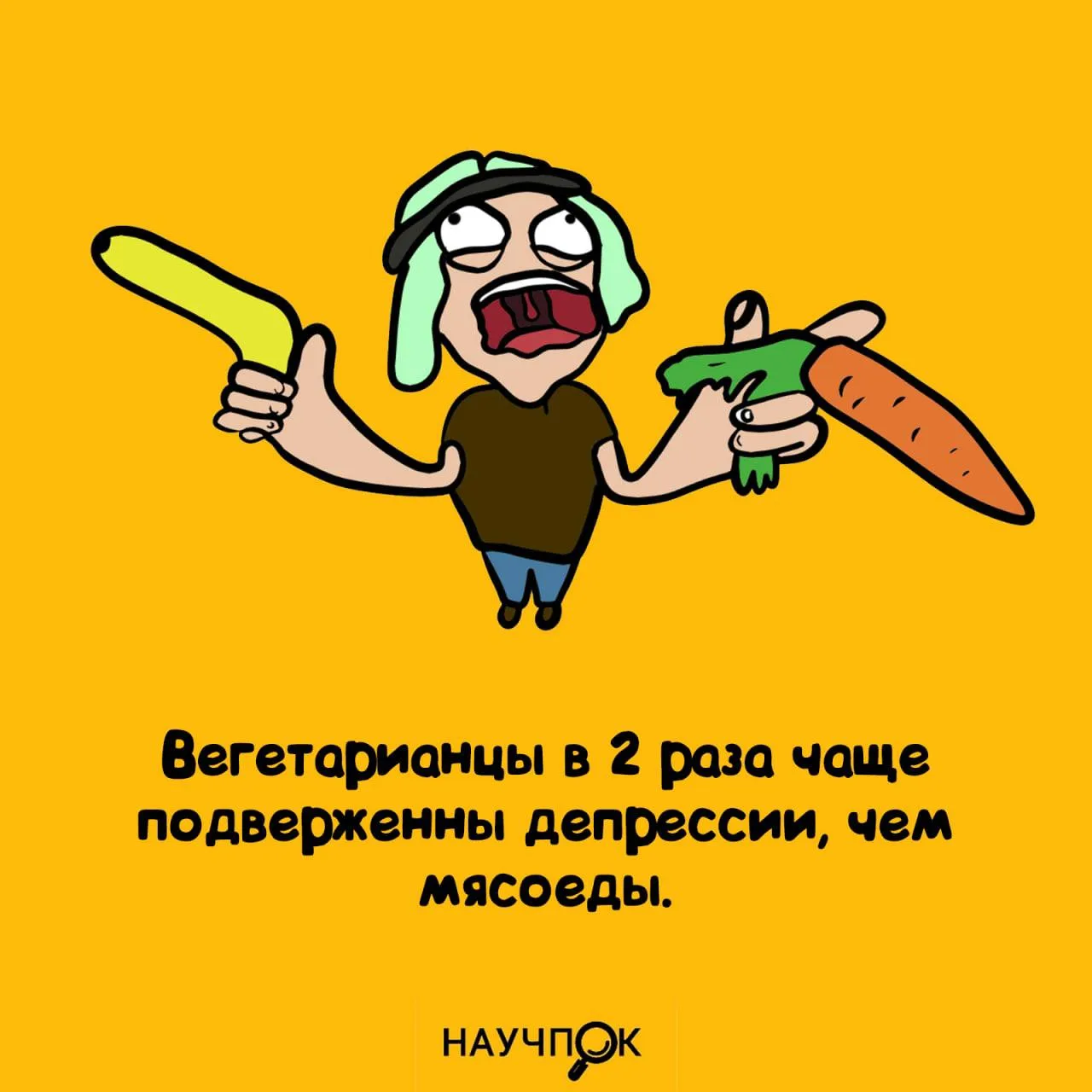 Мясоеды — на позитиве, вегетарианцы — в раздумьях 🤔🥕