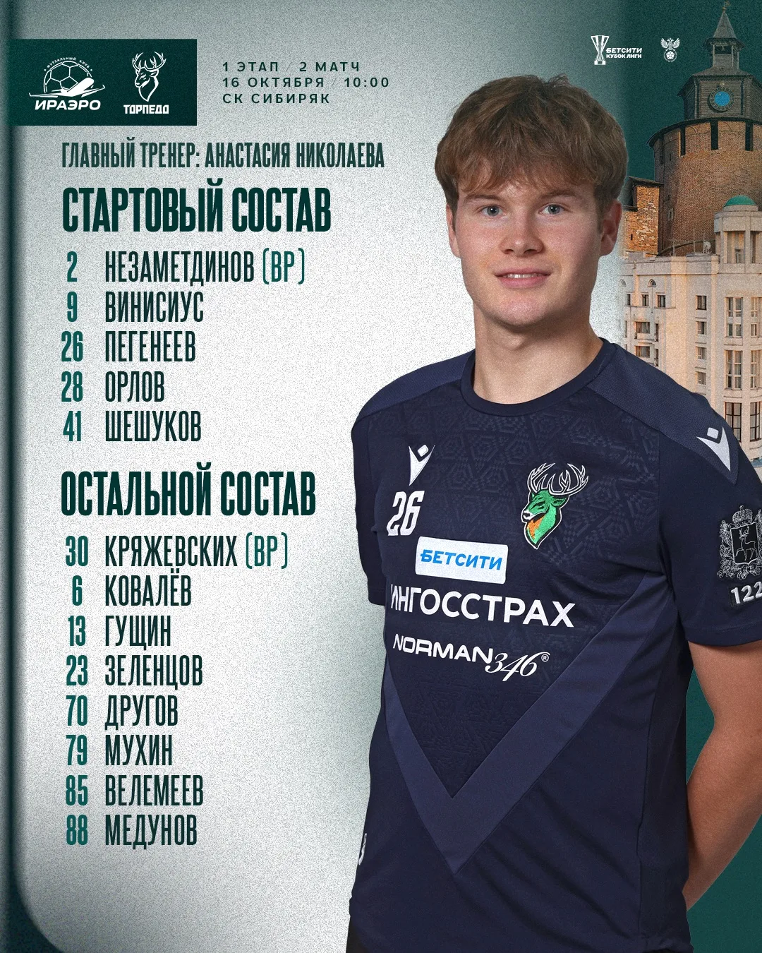 Смотрим состав на сегодняшнюю игру ⚽️
