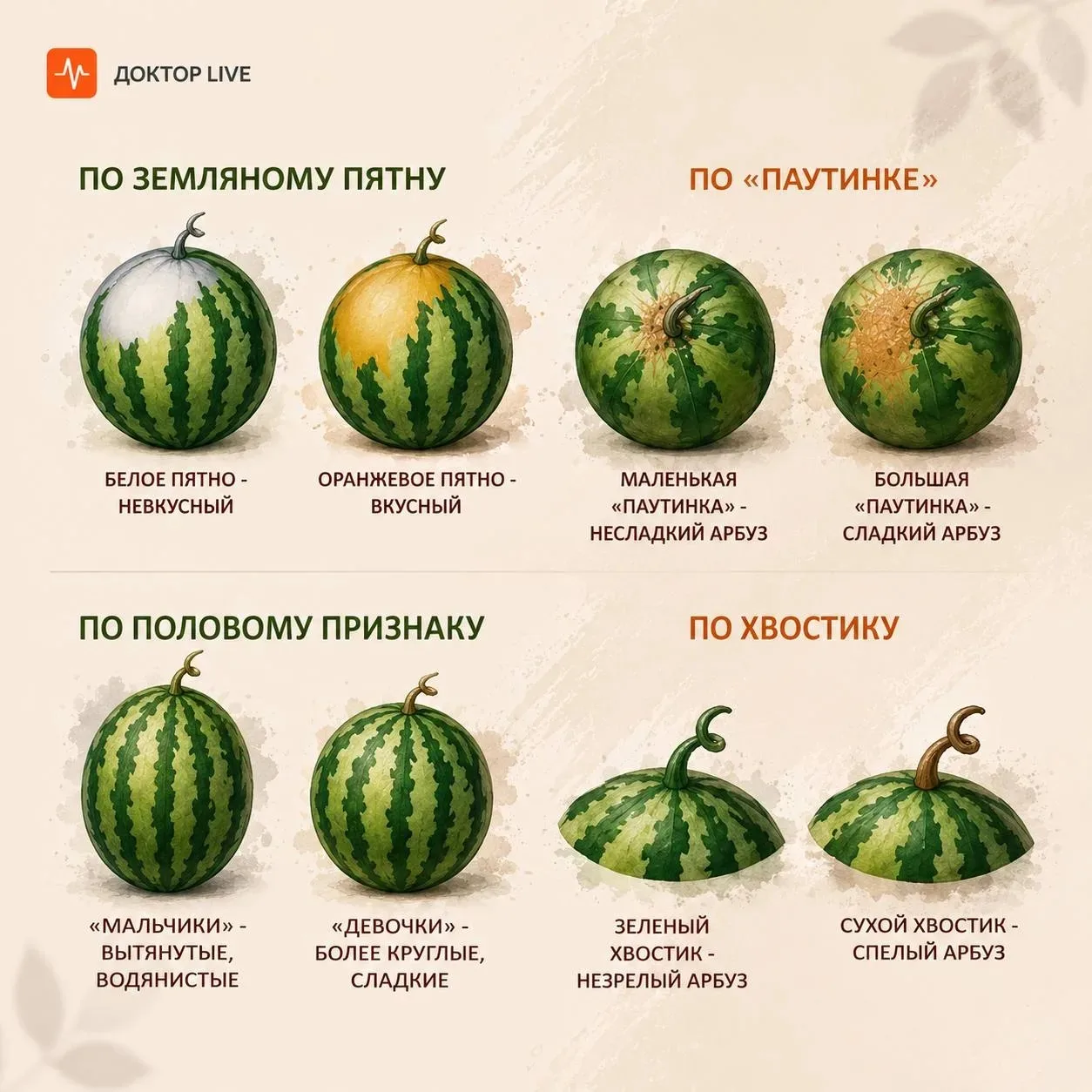 Удобная подсказка, как же выбрать вкусный арбуз 🍉