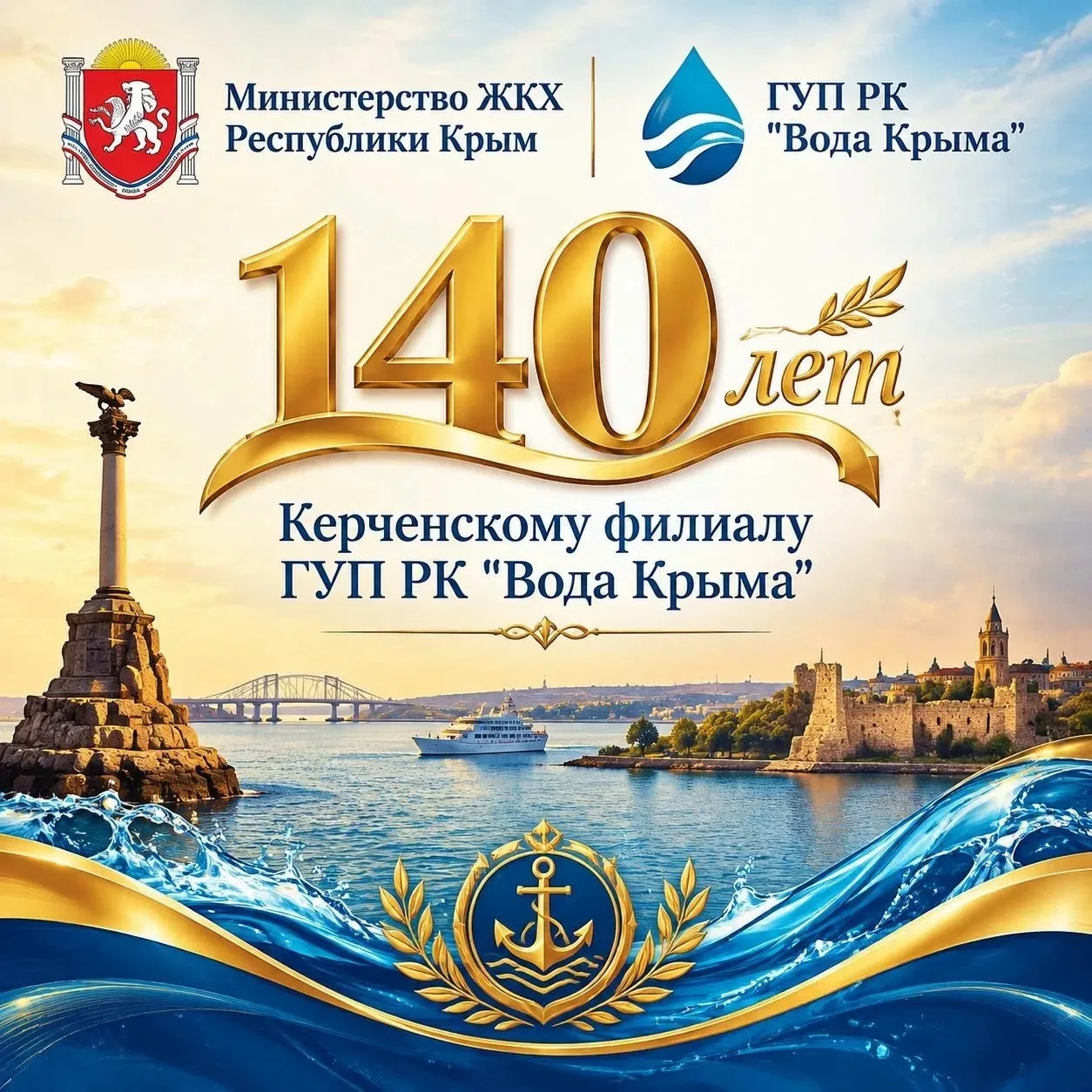 ✅Поздравляю руководство и коллектив Керченского филиала ГУП РК «Вода Крыма» со знаменат...