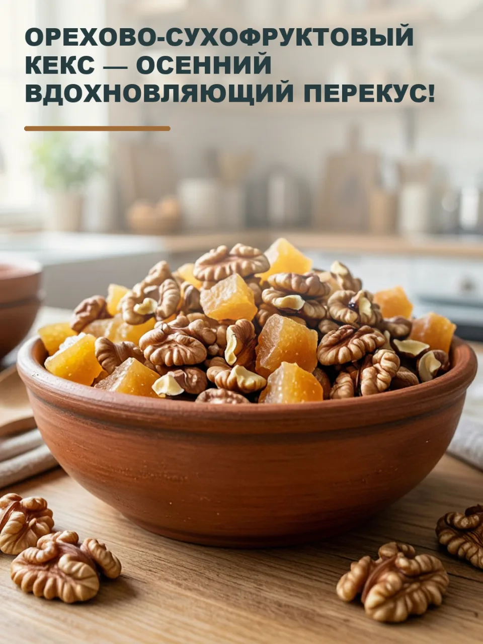 ОРЕХОВО-СУХОФРУКТОВЫЙ КЕКС — ОСЕННИЙ ВДОХНОВЛЯЮЩИЙ ПЕРЕКУС!