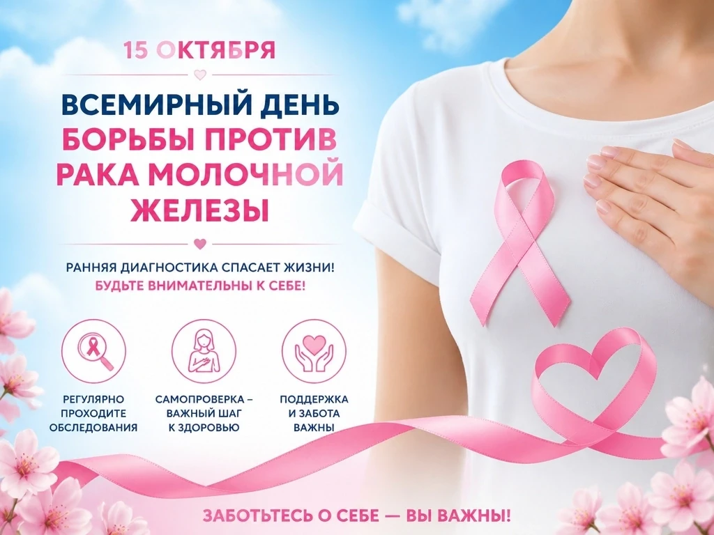 🗓 Ежегодно, начиная с 1985 года, в мире проводится месячник борьбы против рака молочно...