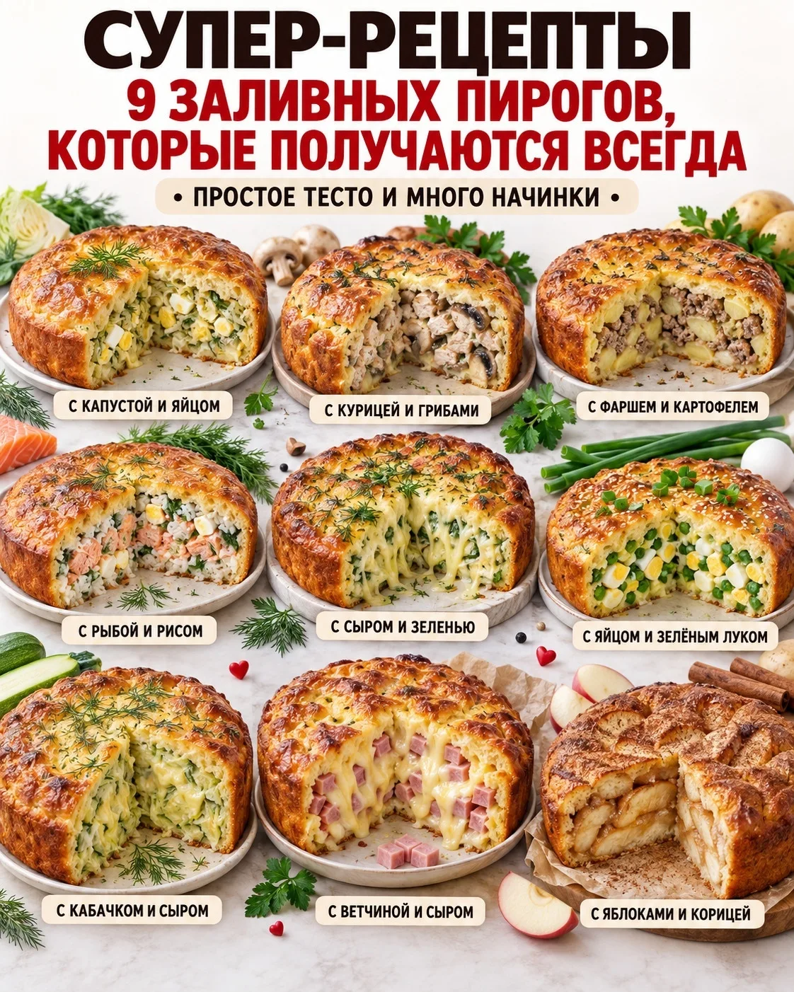 🥧 9 заливных пирогов, которые выручат, когда хочется домашней выпечки без долгой возни