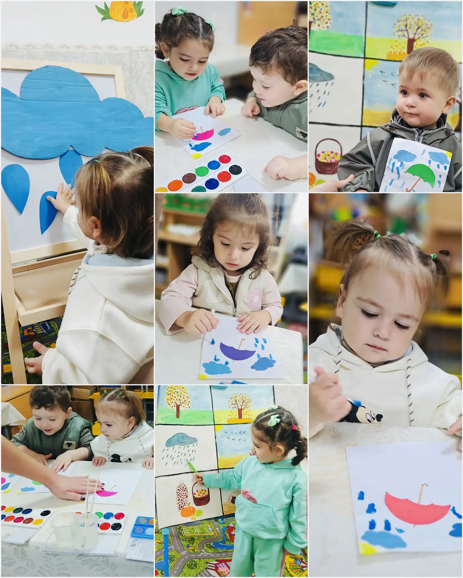 Осенний дождик: рисуем ватными палочками!☔️🍁