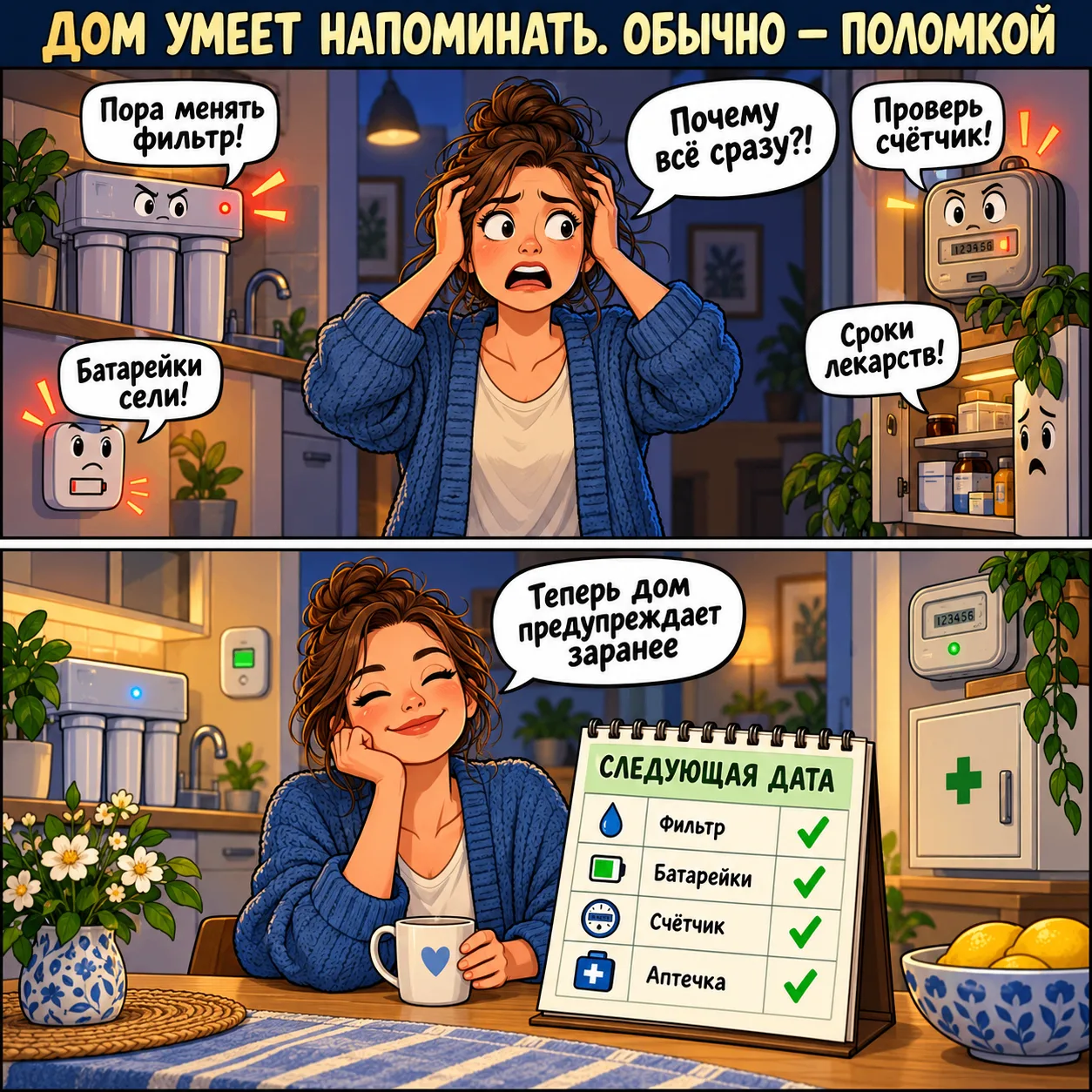 🏠Дом умеет напоминать. Обычно — поломкой.