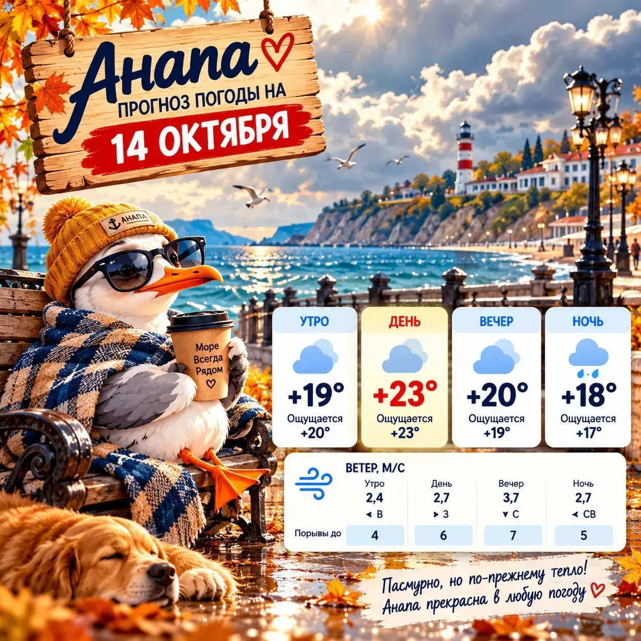🌥 Анапа, 14 октября