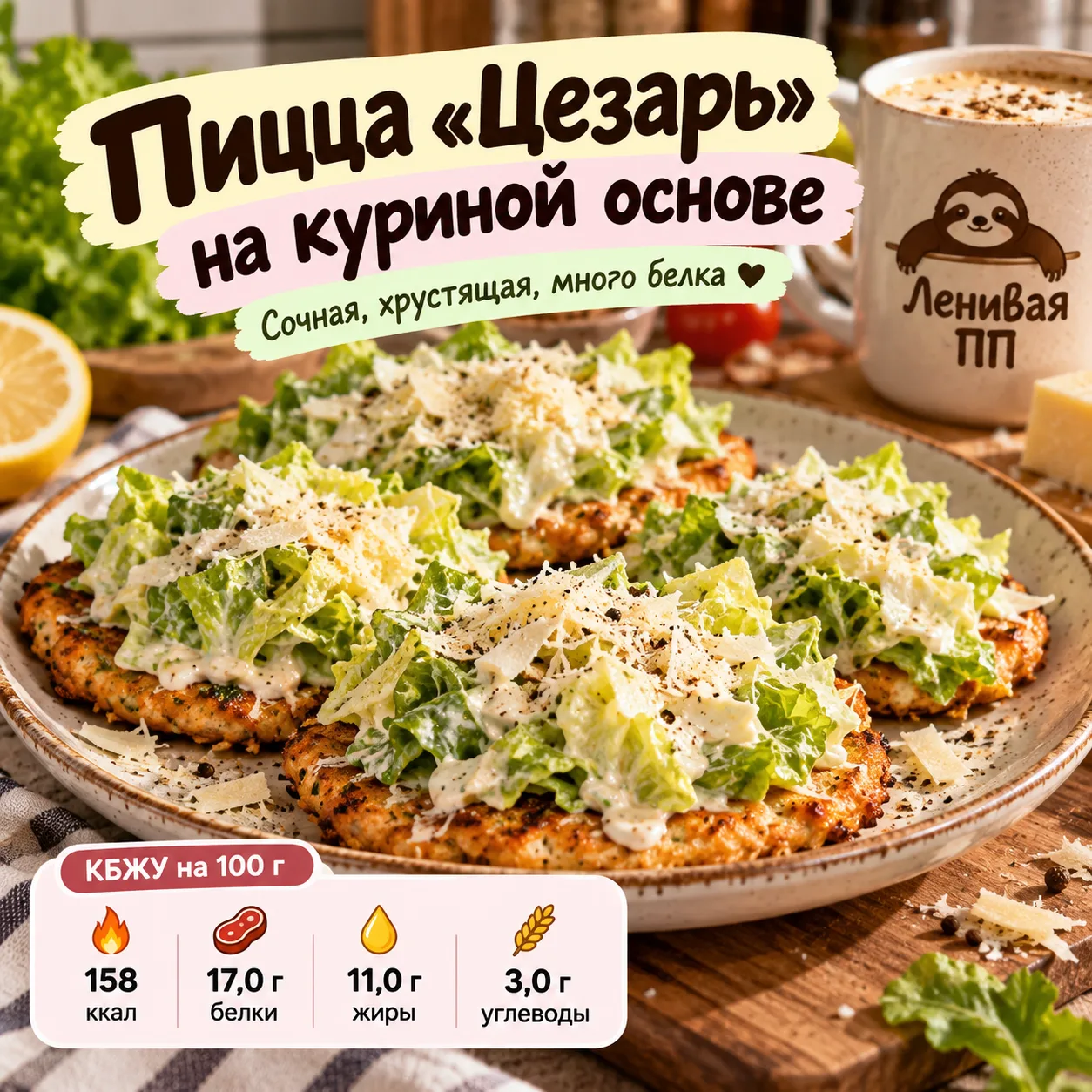 🍕 Пицца «Цезарь» на куриной основе