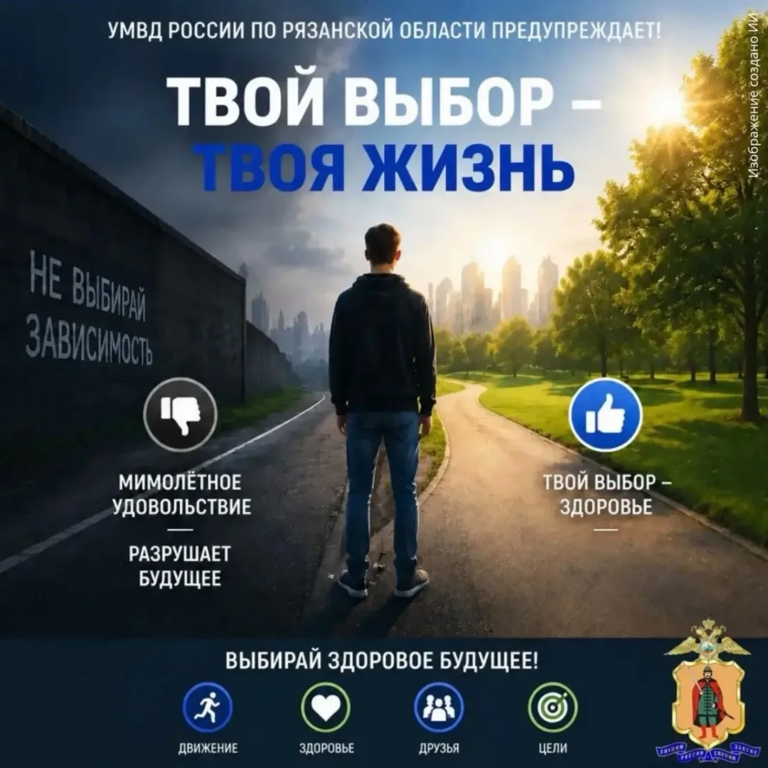 🛑Рязанская полиция напоминает: твой выбор — твоя жизнь!