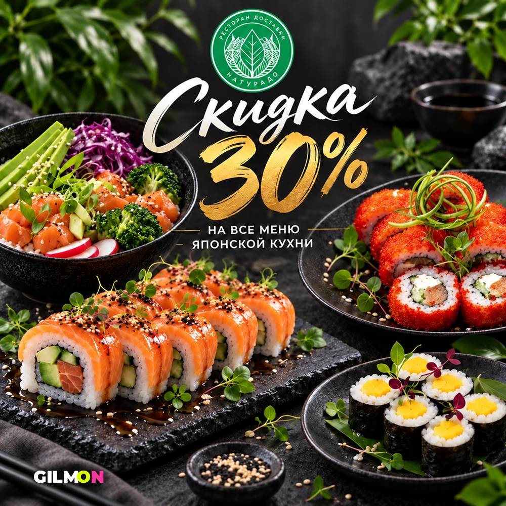 🍣 Скидка 30% на всё меню Naturado