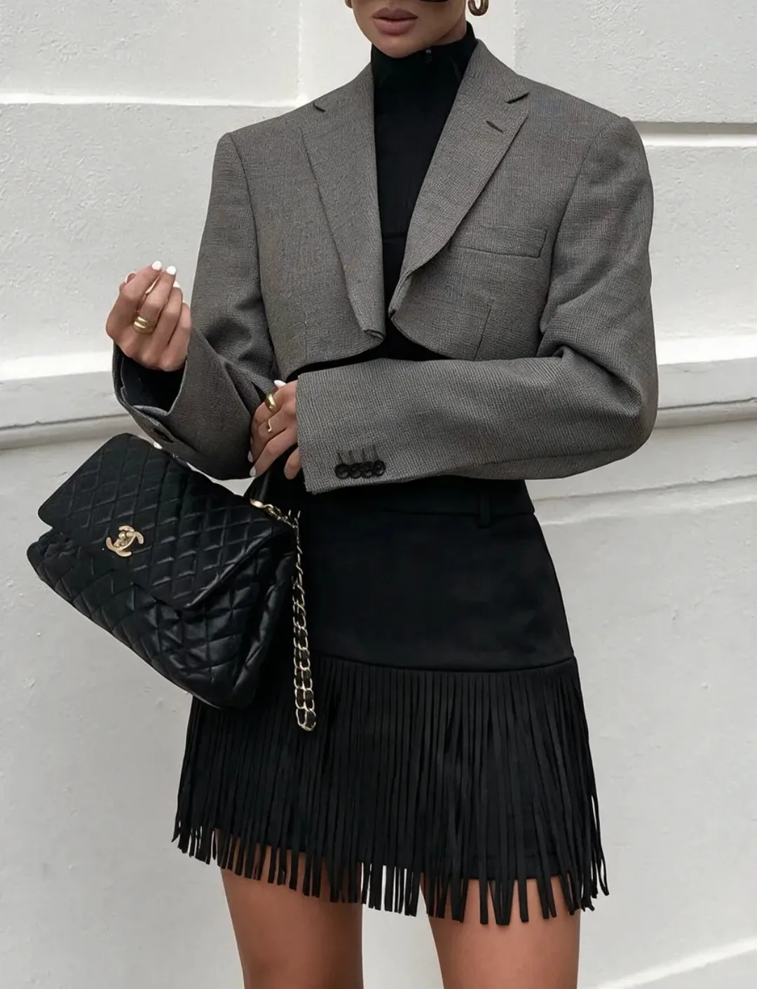 🖤 Мини-юбка Pinterest с эффектной бахромой