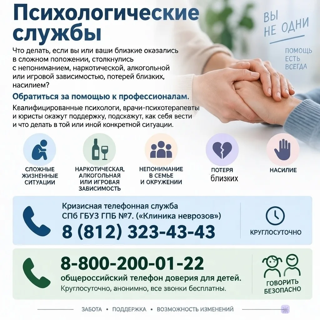 Психологические службы- обращайтесь за помощью к профессионалам