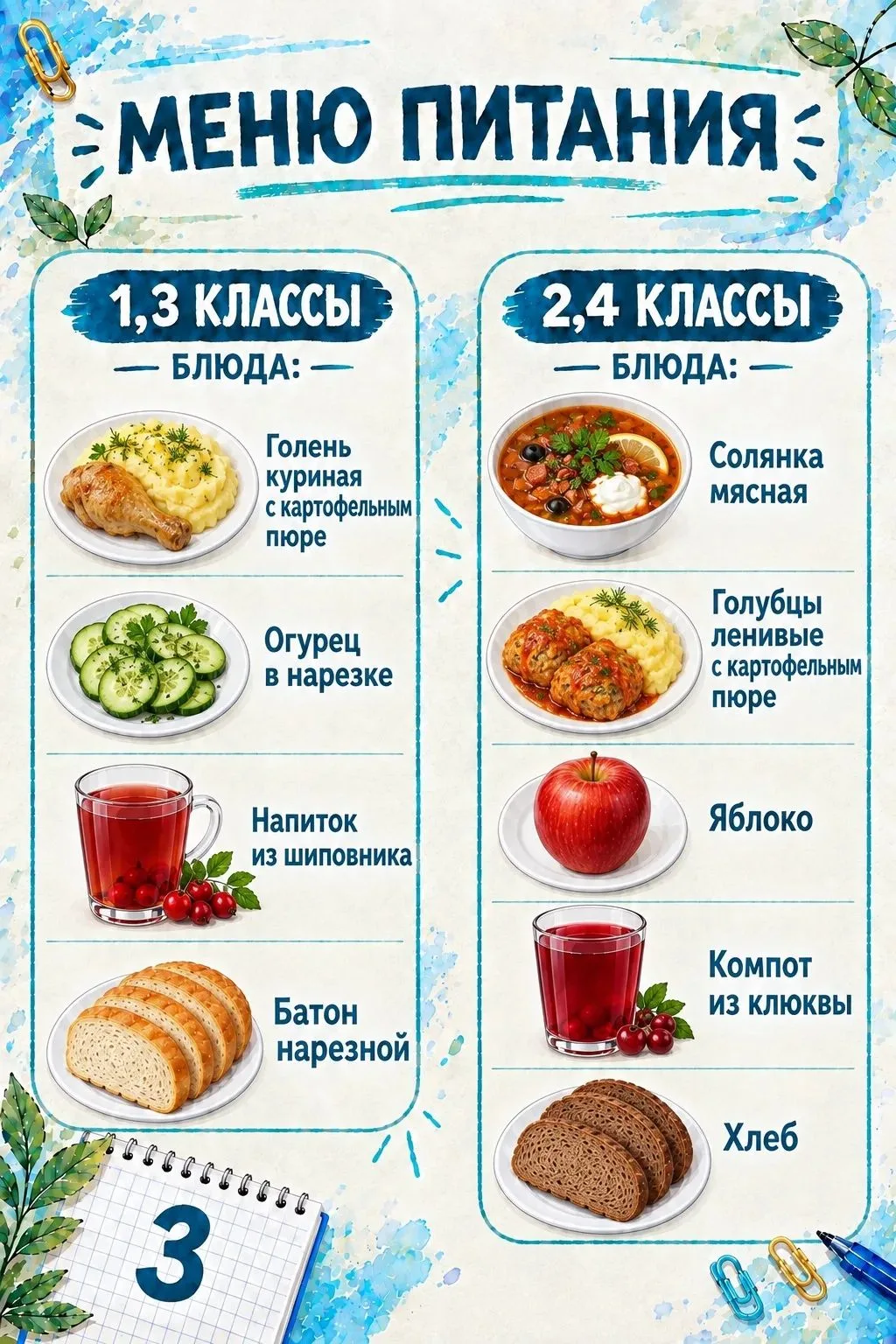 Вкусный и полезный обед для наших учеников