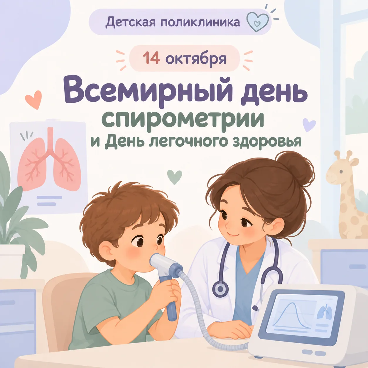 14 октября — Всемирный день спирометрии и День лёгочного здоровья! 💙