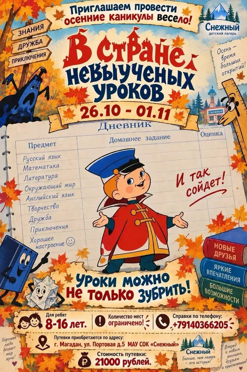 🍁 ОСЕННИЕ КАНИКУЛЫ В «СНЕЖНОМ» — ВЕСЕЛО, ЯРКО И С ПРИКЛЮЧЕНИЯМИ! 📚✨