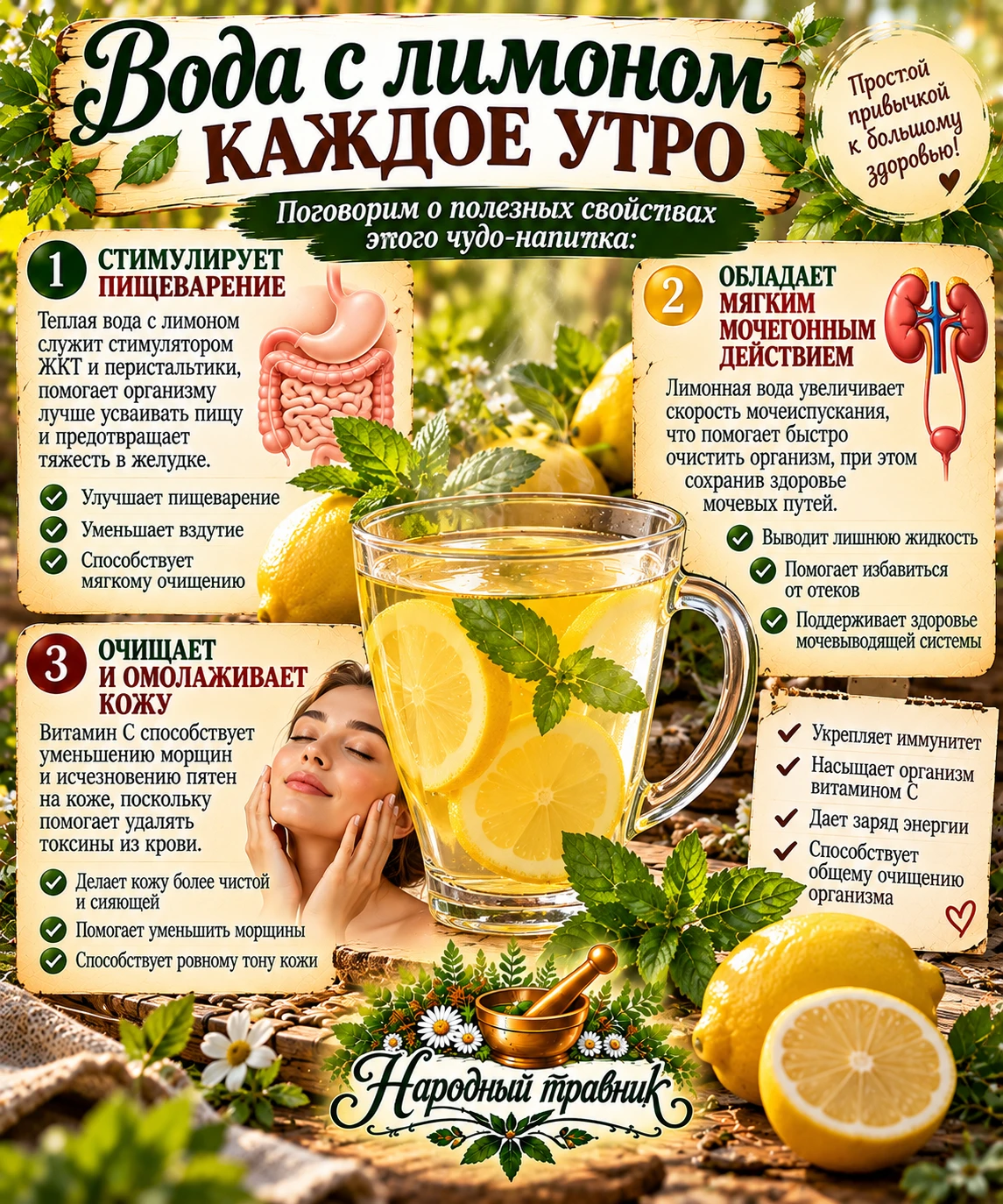 Вода с лимоном каждое утро 🍋