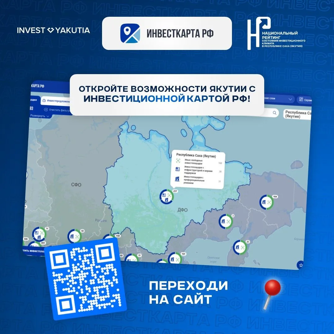 🤩 Инвестиционные возможности Якутии с помощью Инвестиционной карты России!