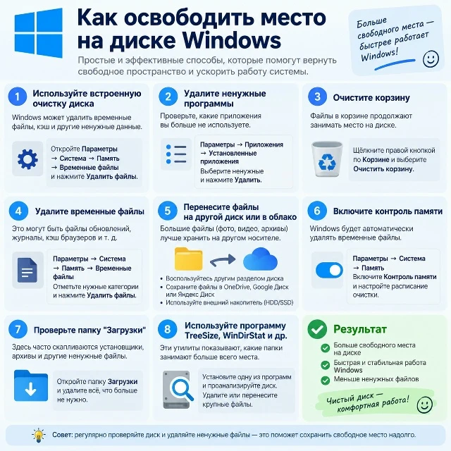 💻 Как освободить место на диске Windows
