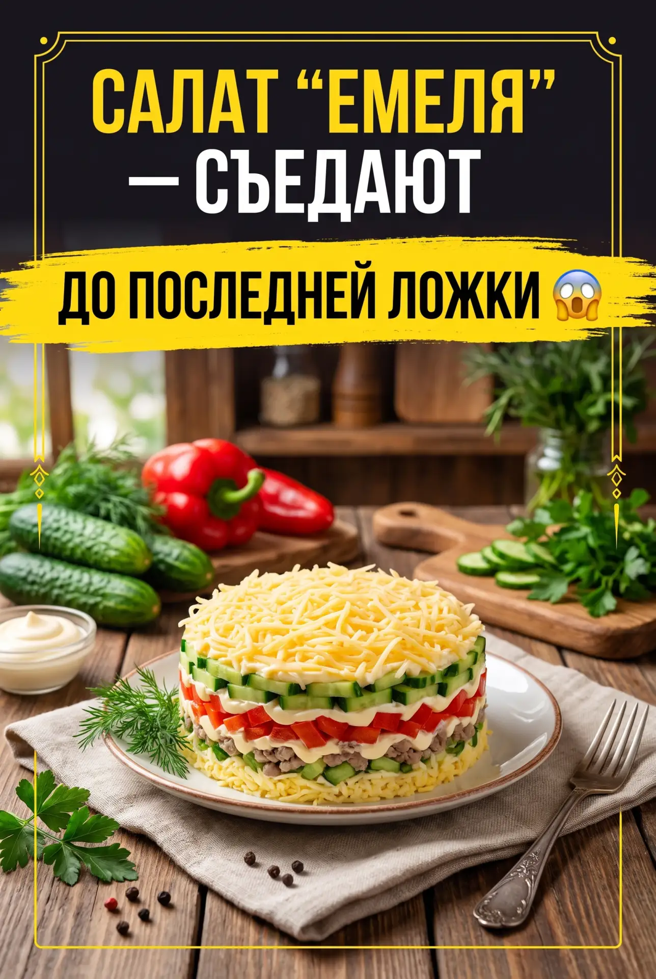 САЛАТ «ЕМЕЛЯ» — СЪЕДАЮТ ДО ПОСЛЕДНЕЙ ЛОЖКИ 😲