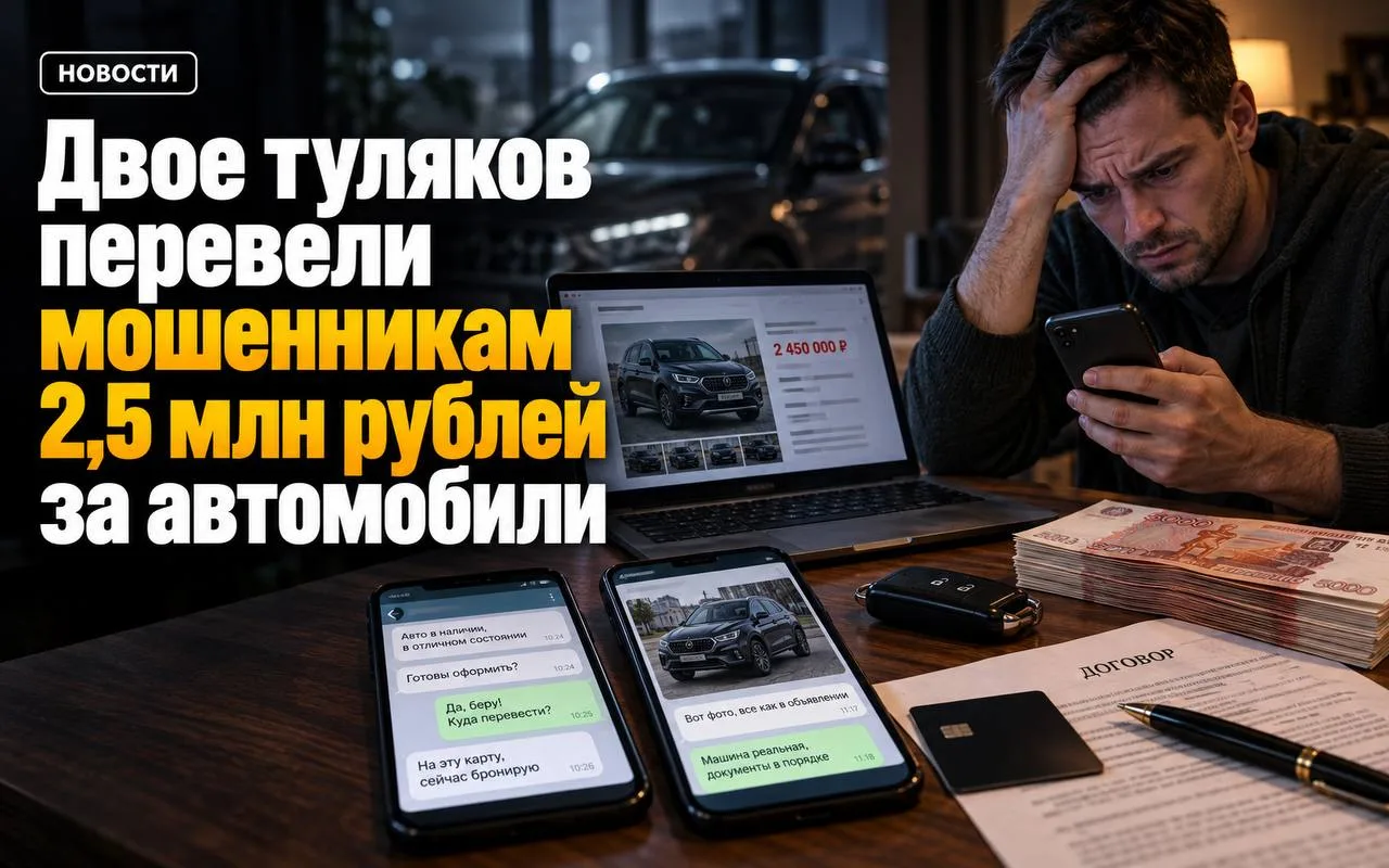 🚘 Двое туляков перевели мошенникам 2,5 млн рублей за автомобили и остались без машин.