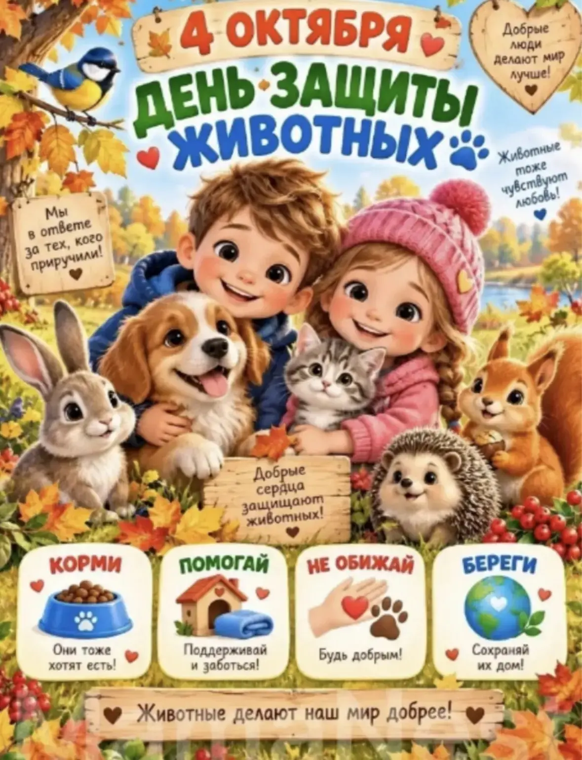 4 октября — Всемирный день защиты животных.